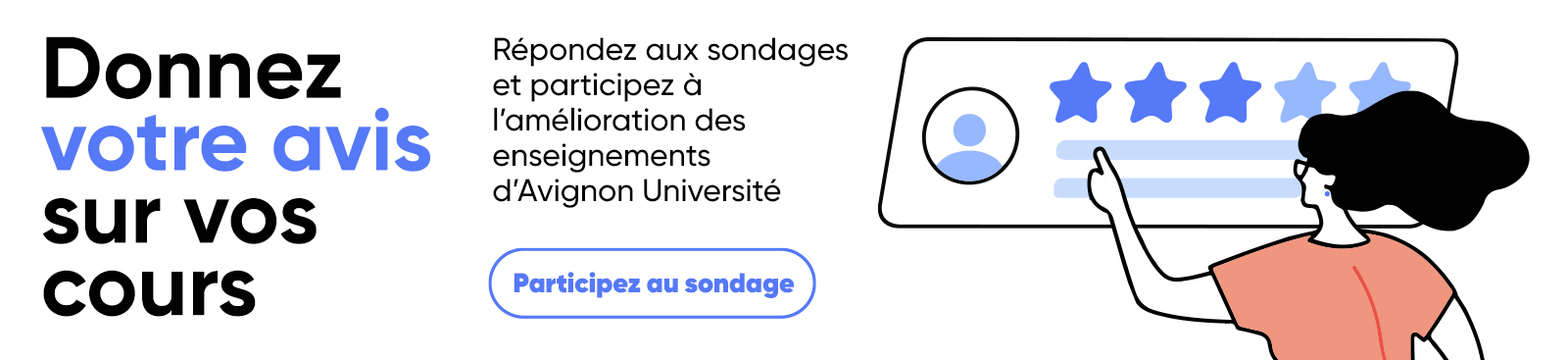 Répondez aux sondages et participez à l'amélioration des enseignements d'Avignon Université
